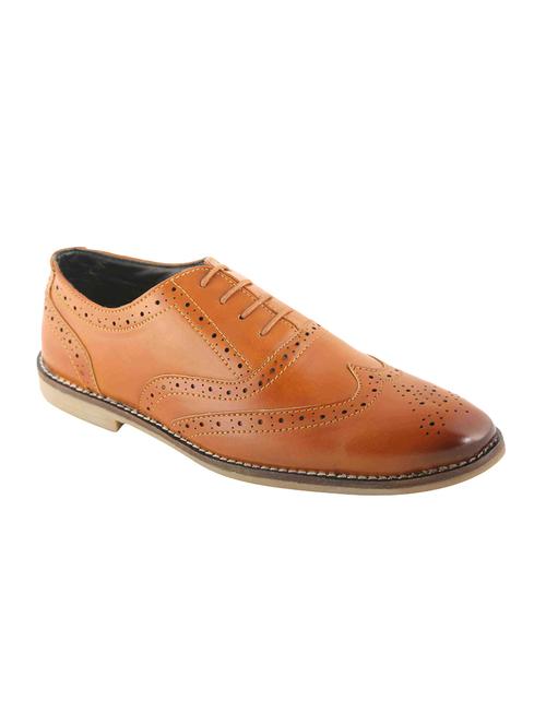 tan faux leather laceup brouges - 15049558 - Very Small Image - 1