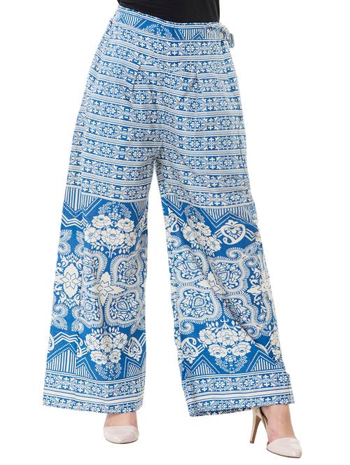 blue printed cotton palazzo - 15059555 - Very Small Image - 1