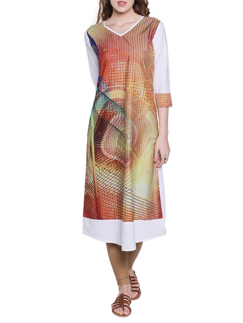 white crepe straight kurta - 15063831 - Very Small Image - 1