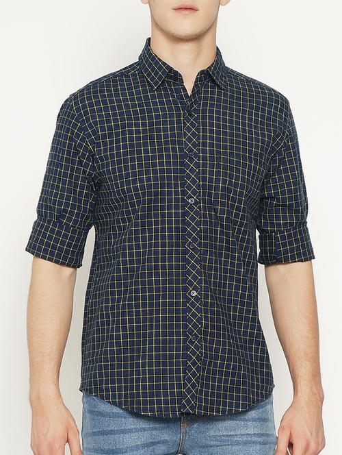 dark blue cotton casual shirt - 15082571 - Very Small Image - 1