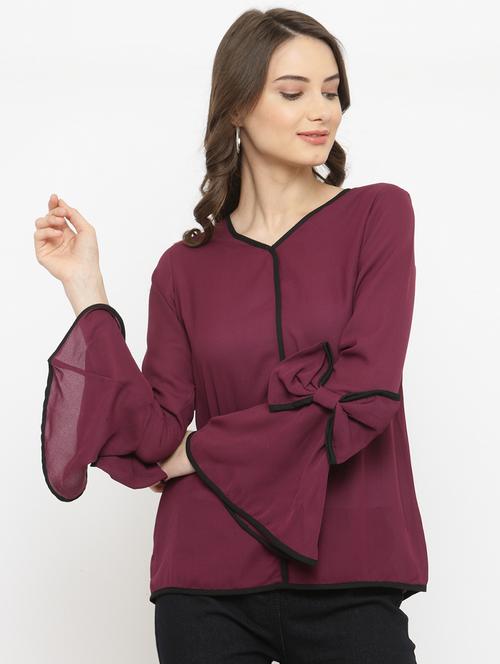 bow detail contrast bind top  - 15093453 - Very Small Image - 1