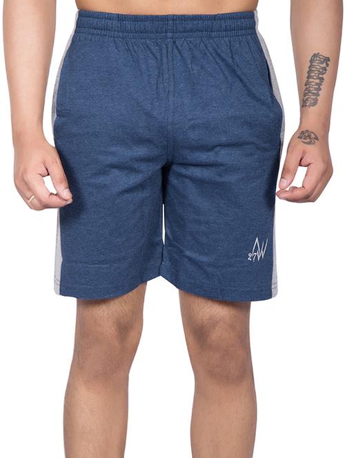 blue cotton blend shorts - 15101102 - Very Small Image - 1