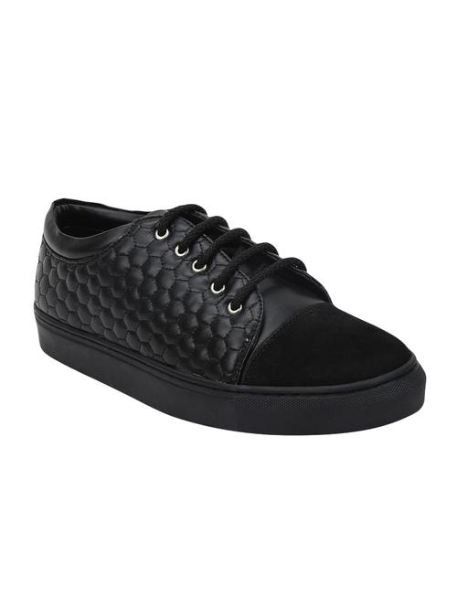 black leatherette lace up sneaker - 15103348 - Very Small Image - 1