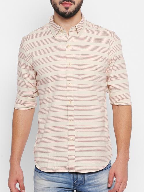 beige cotton casual shirt - 15111144 - Very Small Image - 1