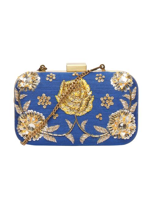 blue satin box clutch - 15123024 - Very Small Image - 1