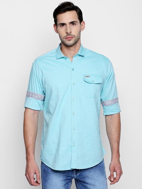 blue cotton casual shirt - 15158381 - Very Small Image - 1