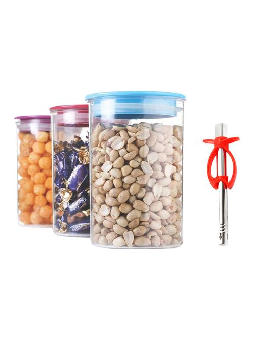 plastic airtight  / air resistance kitchen storage box container set (set of 3) + fish type gas lighter - 15173836 - Very Small Image - 1