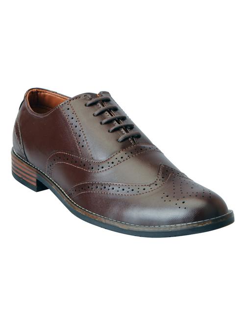 brown leatherette lace-up brouge - 15178786 - Very Small Image - 1