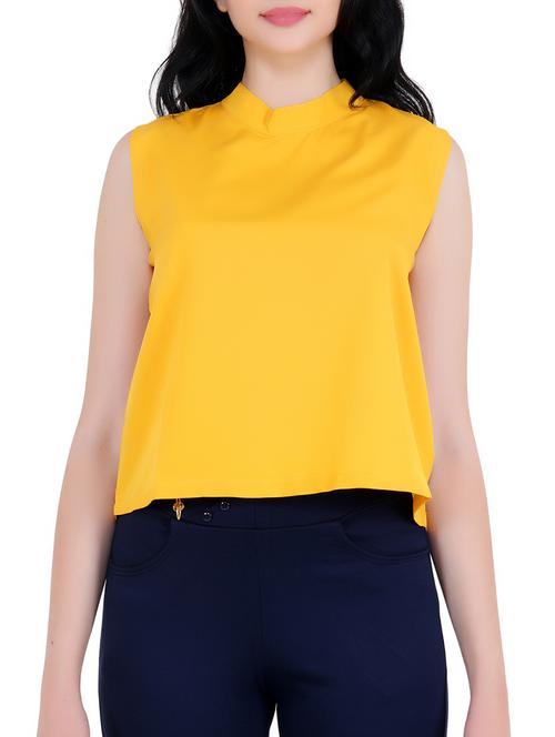 solid yellow crepe top - 15179586 - Very Small Image - 1