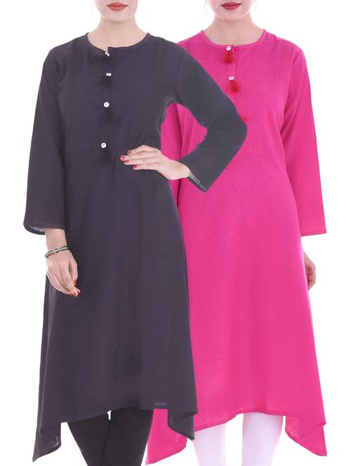 multi colored cotton combos kurta - 15183659 - Very Small Image - 1