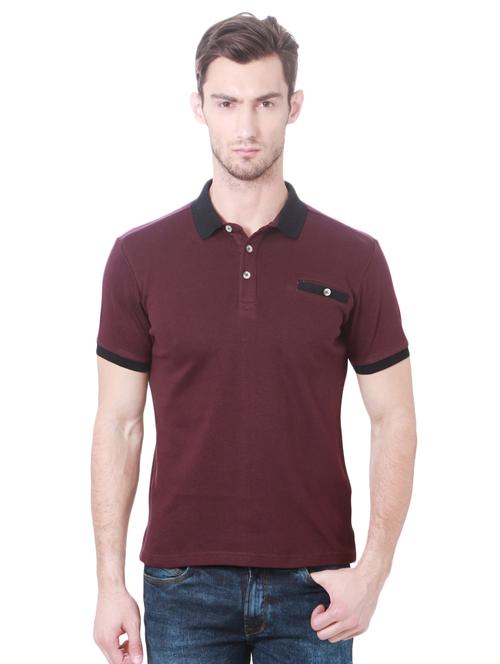 maroon cotton polo t-shirt - 15199293 - Very Small Image - 1