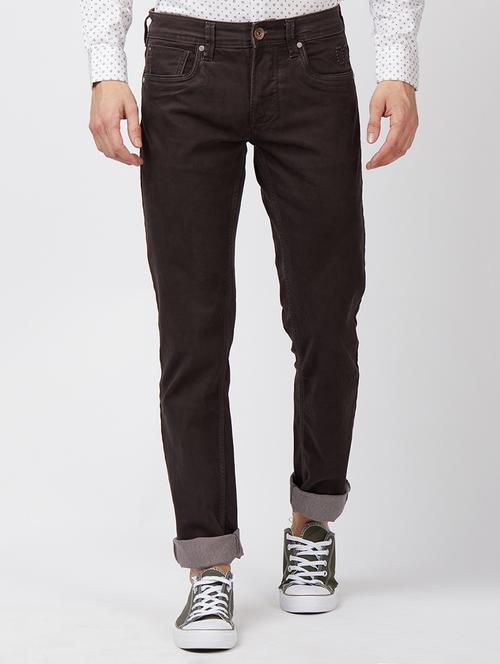 brown cotton plain jeans - 15201743 - Very Small Image - 1