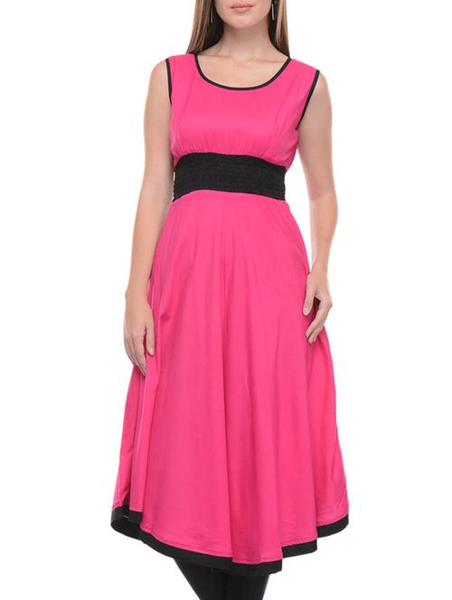 pink rayon flared solid kurta - 15208914 - Very Small Image - 1