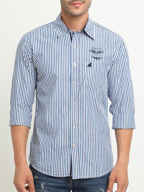 blue cotton casual shirt - 15218206 - Very Small Image - 1
