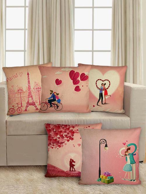 set of 5 jute cushion cover 16 x 16 inch - 15226929 - Very Small Image - 1
