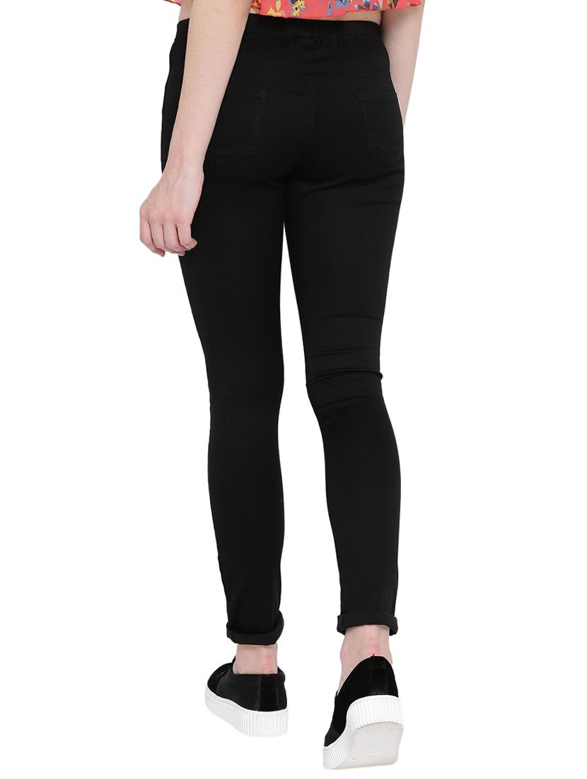 black solid cotton jeggings - 15227588 - Standard Image - 2