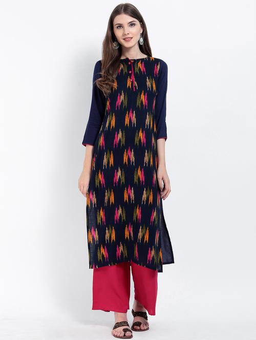 ikat print straight kurta - 15234967 - Very Small Image - 1