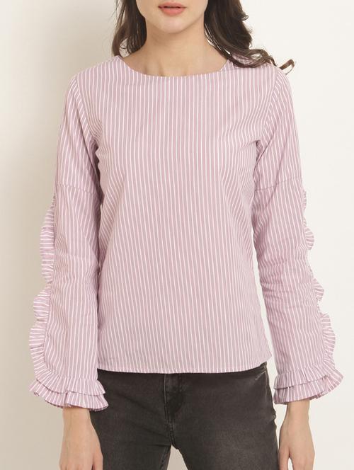 frill detail striped top  - 15240604 - Very Small Image - 1