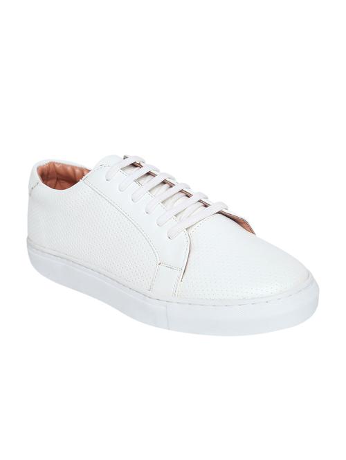 white leatherette lace up sneaker - 15242838 - Very Small Image - 1