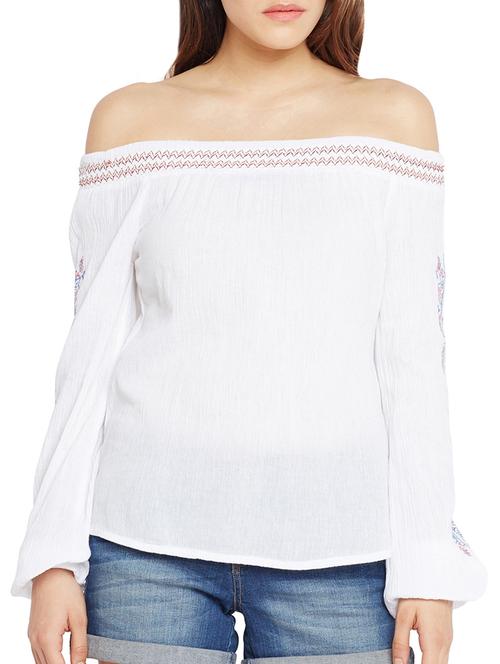 white viscose embroidered top - 15260821 - Very Small Image - 1