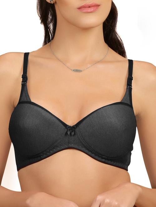 grey solid cotton bra - 15264267 - Very Small Image - 1