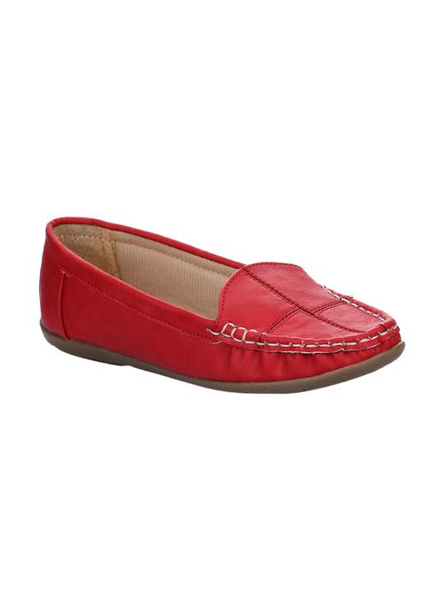 red faux leather slip on loafers - 15280425 - Very Small Image - 1