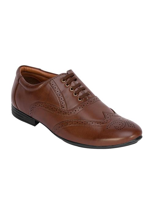 Brown Leatherette Lace-up Brouge - 15286739 - Very Small Image - 1