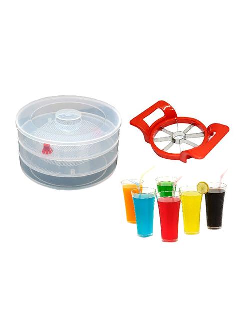 1 pc apple cutter + 6 pcs juicy glass for water milk juice + 1 pc sprout maker - 15300472 - Very Small Image - 1