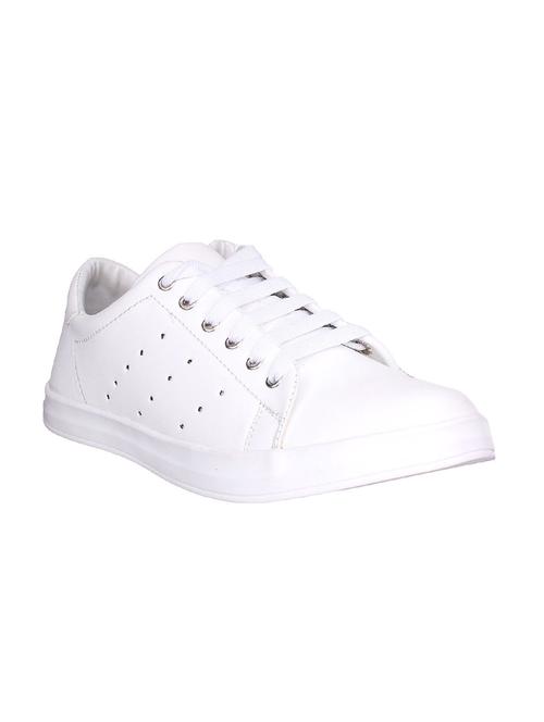 white leatherette lace up sneaker - 15311918 - Very Small Image - 1