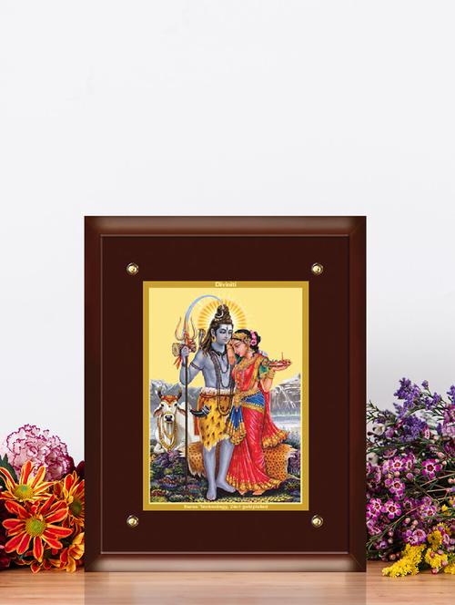 mdf wall hanging frame gold plated normal foil shiv parwati - 15314770 - Very Small Image - 1