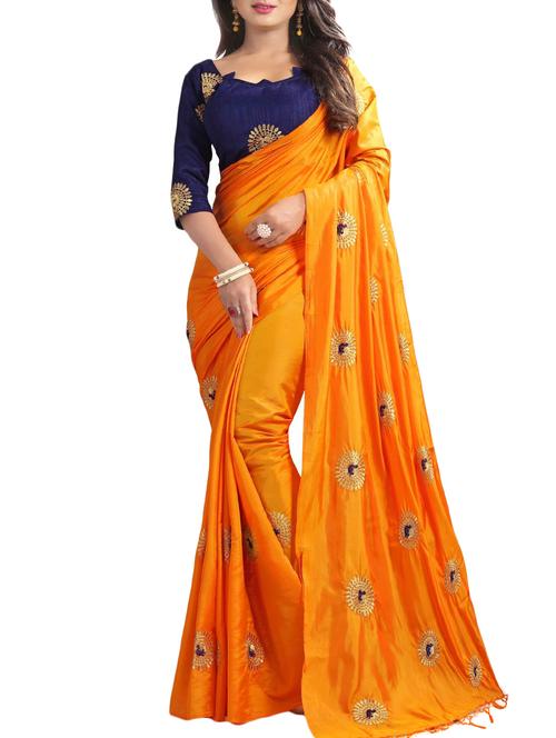 heavy embroidered silk saree with blouse - 15322331 - Very Small Image - 1