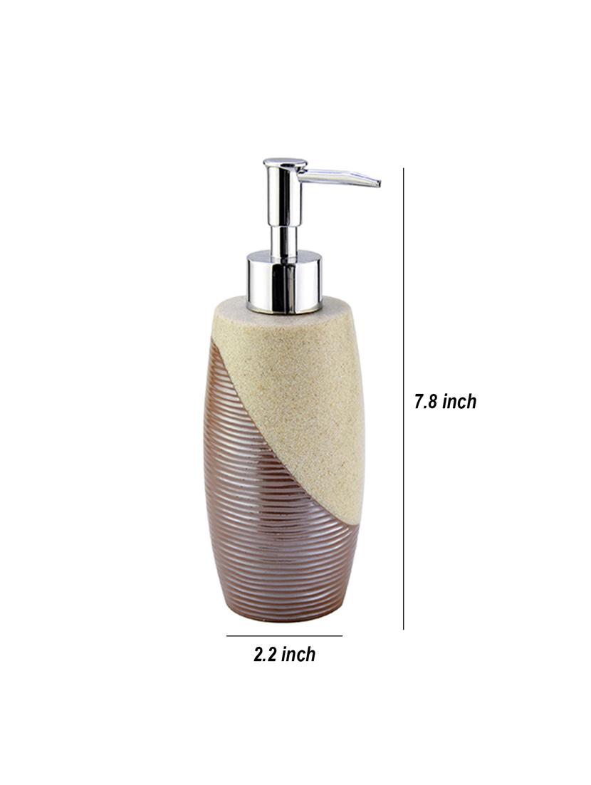 liquid soap dispenser, brown polyresin soap dispenser for kitchen, bathroom or common basin - 15327171 - Standard Image - 2