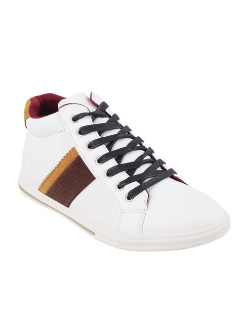 white leatherette lace up sneaker - 15330544 - Very Small Image - 1