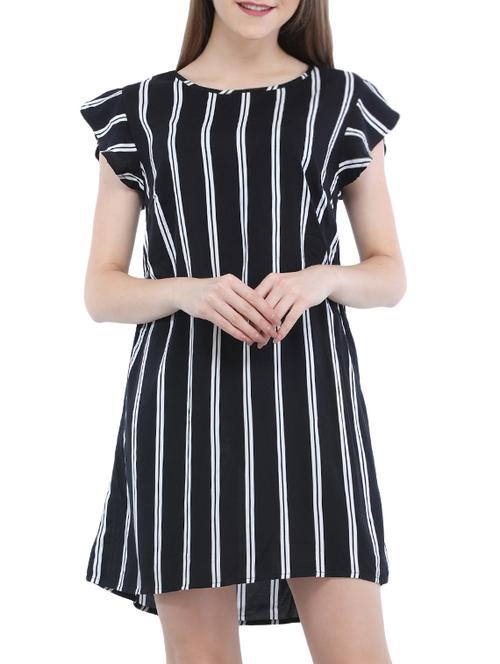 vertical striped ruffle sleeve dress - 15335567 - Very Small Image - 1