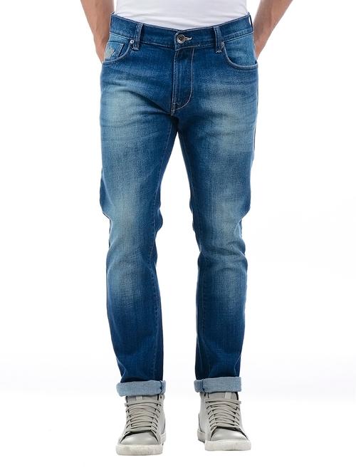 blue cotton blend washed jeans - 15338488 - Very Small Image - 1