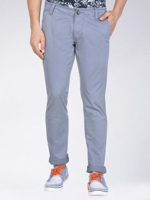 Blue Cotton Chinos Casual Trousers - 15358889 - Very Small Image - 1