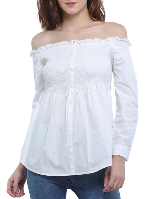smocking off shoulder button up top - 15360800 - Very Small Image - 1