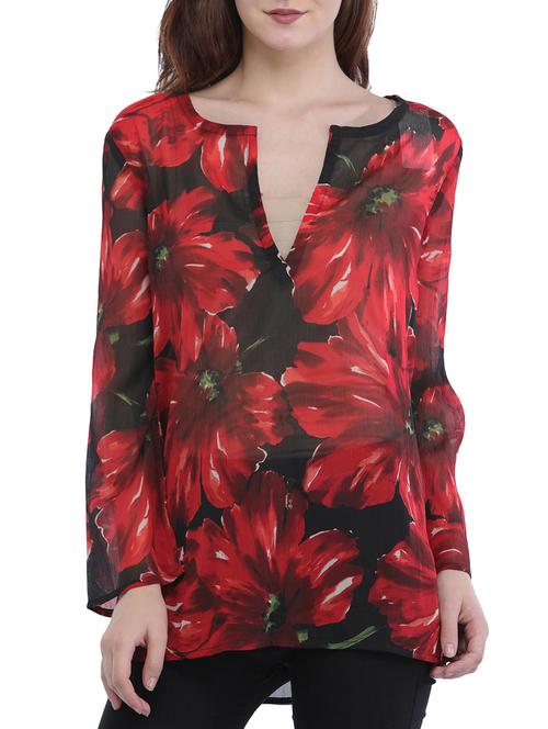 big floral notch neck top - 15360819 - Very Small Image - 1