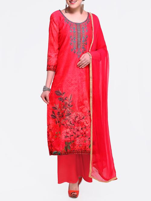 embroidered unstitched palazzo suit - 15380618 - Very Small Image - 1