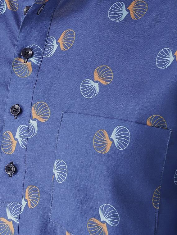 blue cotton short kurta - 15384246 - Zoom Image - 3