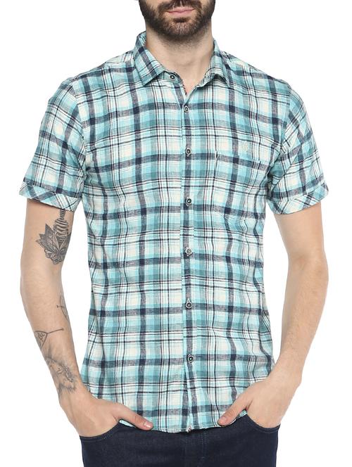 blue linen casual shirt - 15389390 - Very Small Image - 1