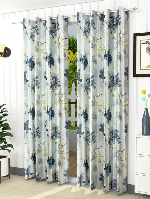 set of 2 polyester eyelet window curtains - 5 ft - 15421423 - Very Small Image - 1