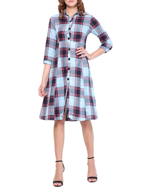 checkered a-line dress - 15429543 - Very Small Image - 1