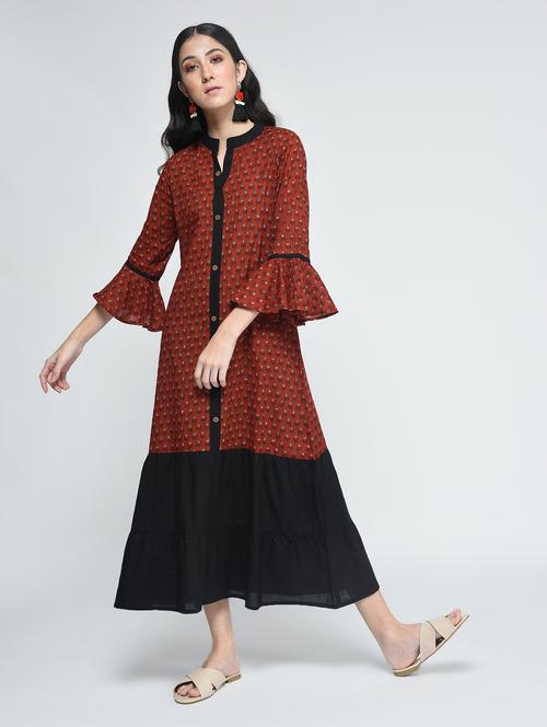a-line kurta with  bell sleeves - 15429867 - Very Small Image - 1