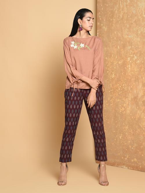 side tie up sleeved embroidered top - 15456377 - Very Small Image - 1