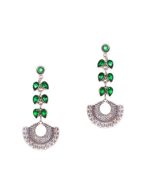 green silver tone stone earrings - 15462904 - Very Small Image - 1
