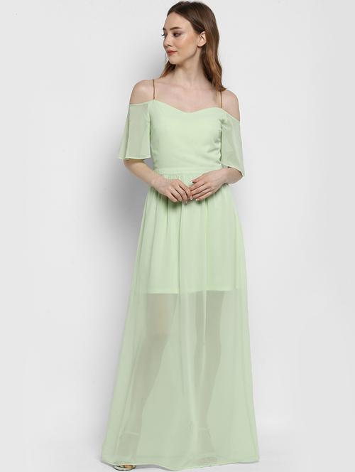mint green maxi dress with chained shoulder strap - 15486350 - Very Small Image - 1