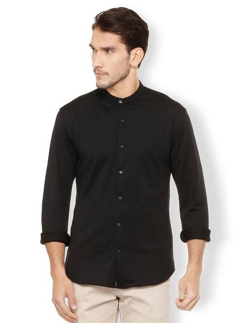 Black Cotton Casual Shirt - 15497739 - Very Small Image - 1