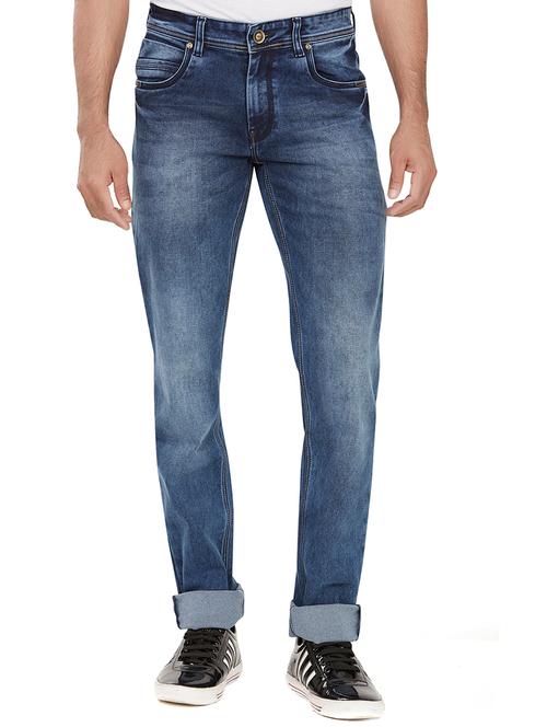 blue cotton blend washed jeans - 15505481 - Very Small Image - 1