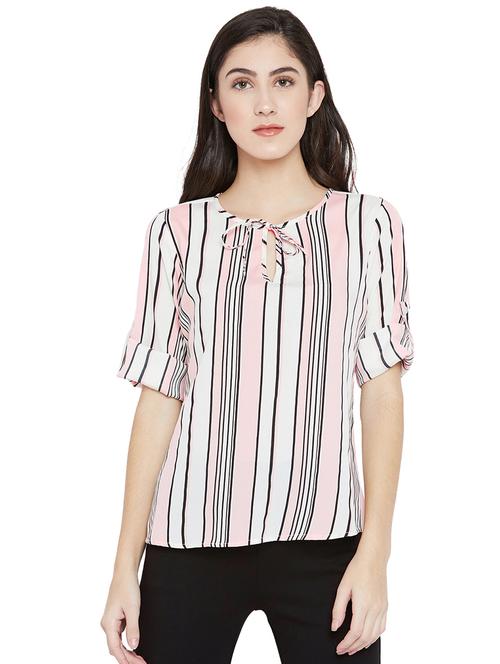 tie-up neck striped high low top - 15505855 - Very Small Image - 1
